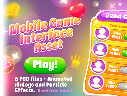 Orange Casual GUI with Animated Dialogs | 2D Icons | Unity Asset Store