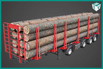 Logging Trailer 01 Red with Load Single Mat UPR HDRP Textures