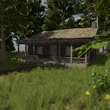 Wooden Log Hunting Cabin