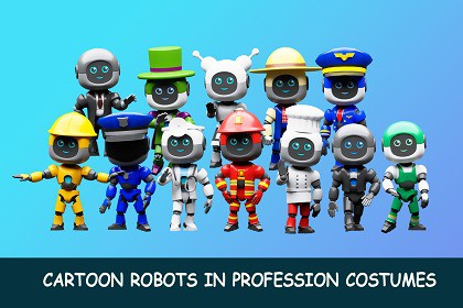 Сartoon robots 1 01 in professions costumes