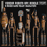 Vendor Robots NPC Bundle – 6 Rigged Game-Ready Characters