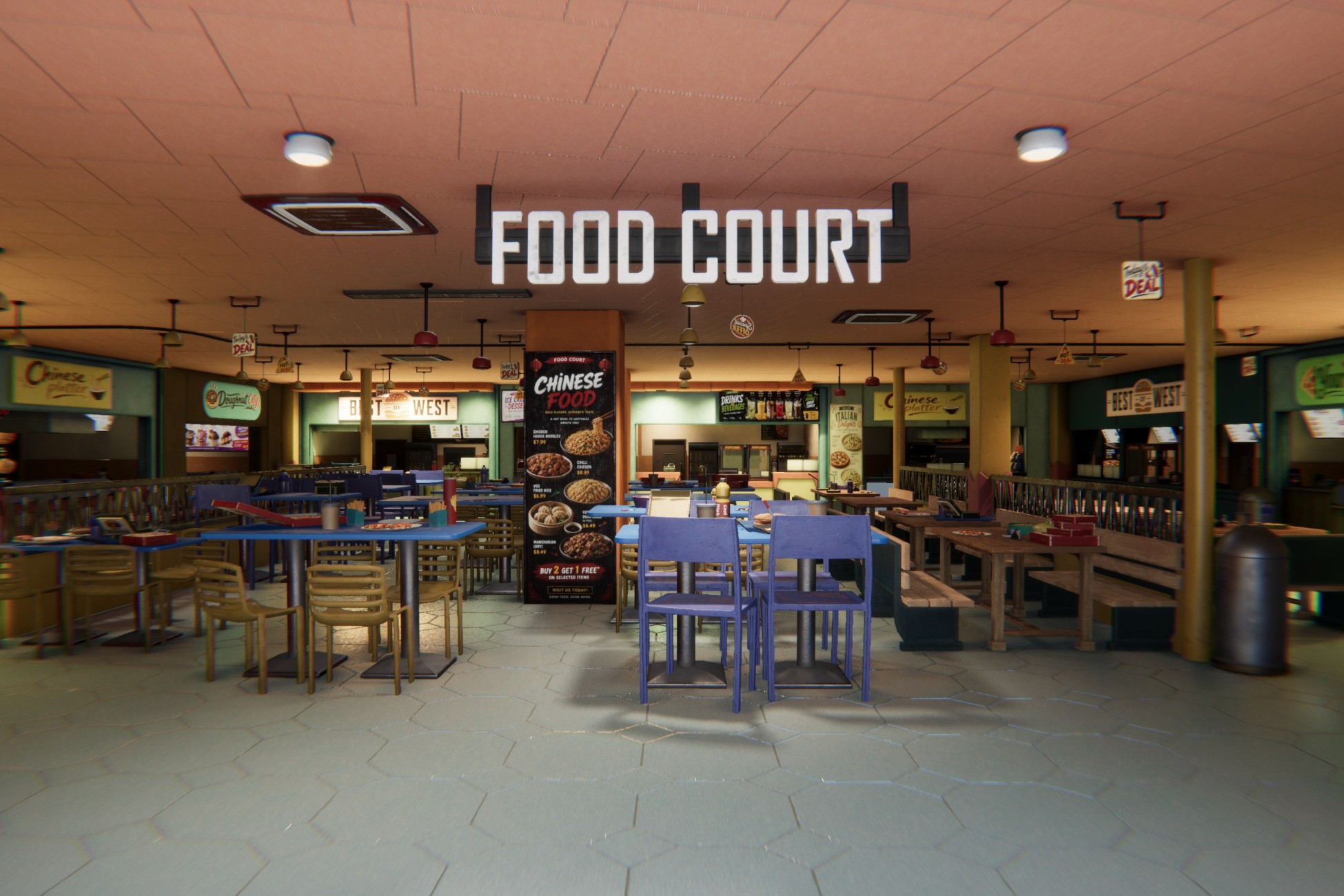 Mall Food Court Modular 3d Environment Pack