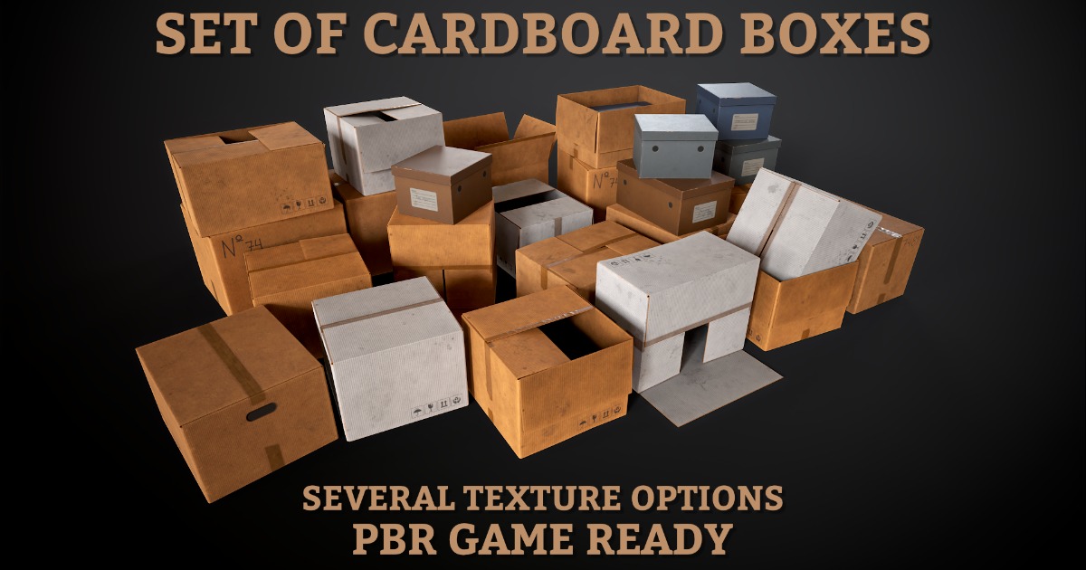 Set of cardboard boxes | 3D Industrial | Unity Asset Store