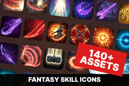 Fantasy Skill Icons Pack RPG Magic Abilities and Combat Effects Collection
