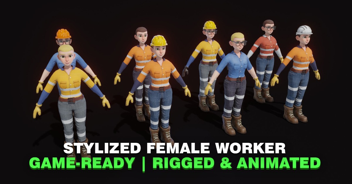 Stylized Female Worker 3D Model – Animated & Customizable | 3D ...