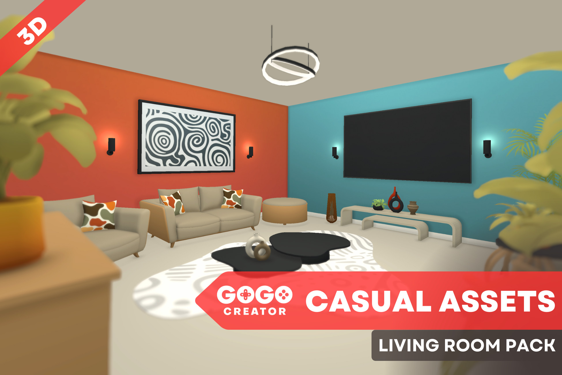 Casual Living Room Pack | 3D Interior | Unity Asset Store