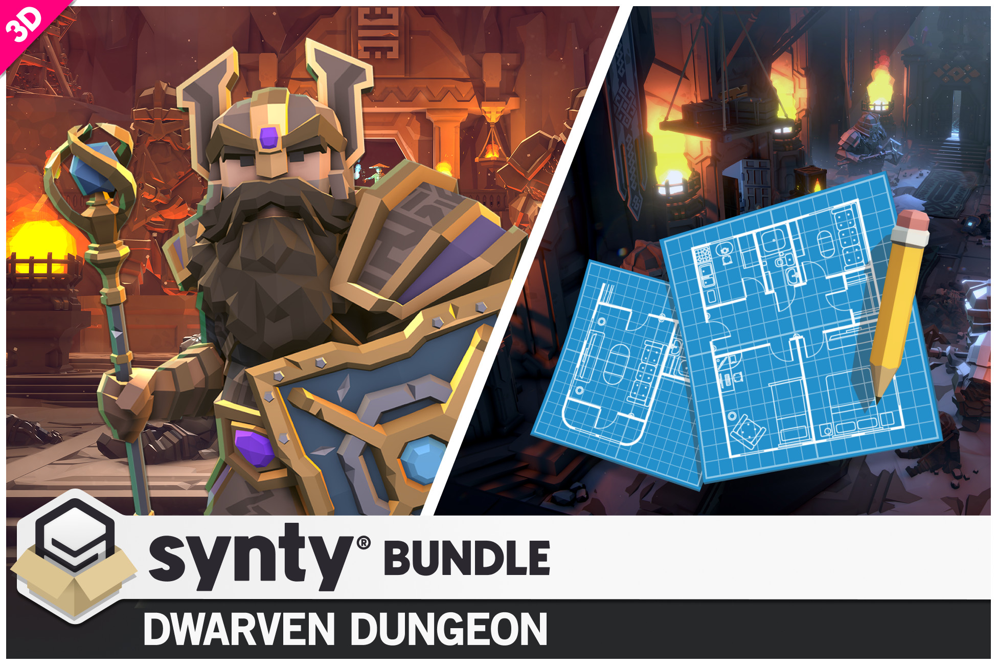 Value Bundle – POLYGON Dungeon Realms and Dwarven Dungeon Map, image 1