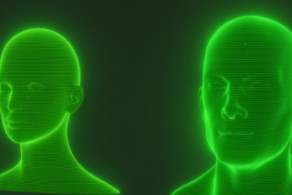 Sci-Fi Green Hologram Male Female Heads 3D Model Pack - Animated, Blend Shapes