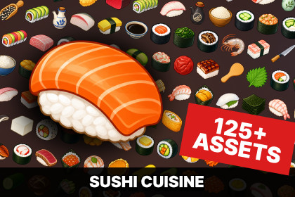 Sushi Japanese Food Sashimi Rolls Seafood Restaurant Icons Pack