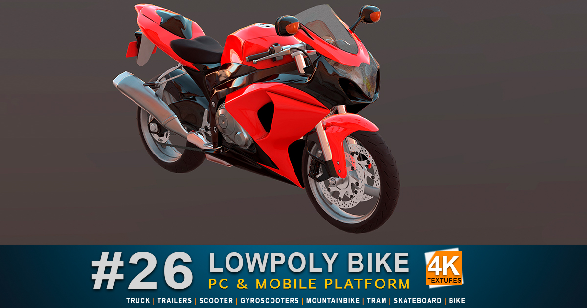 Low Poly Sportbike #26 | 3D Land | Unity Asset Store