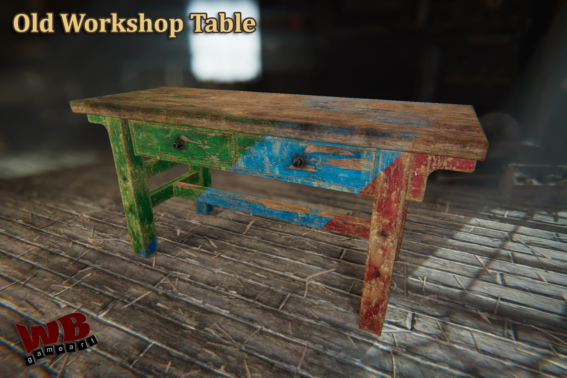 Old Workshop Table | 3 Colors | 2 Lite-Versions (Static opened & closed ...