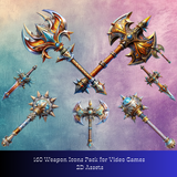 160 Weapon Icons Pack for Video Games - High-Resolution 2D Assets