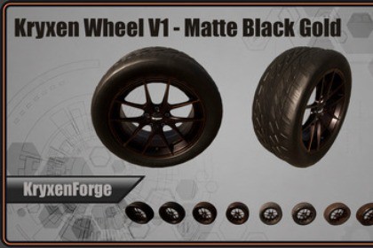 Kryxen Wheel V1 - Matte_Black_Gold - Game Ready