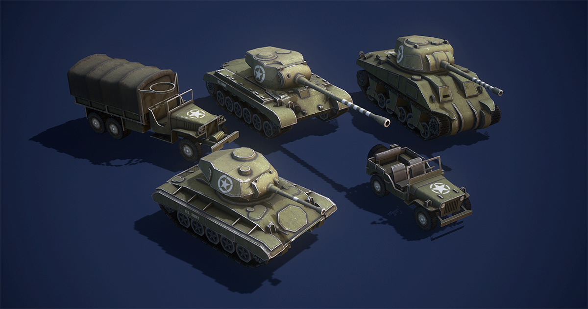 WWII Low Poly US Tanks Pack #2 | 3D 지상 | Unity Asset Store
