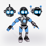 Stylized Rigged Robot with 3 Head variations