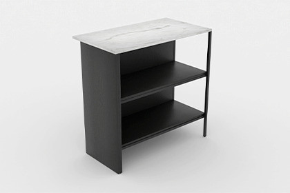 Modern Marble Top Storage Shelf – Black Frame Design