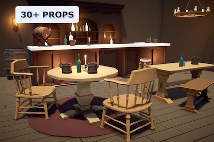 Stylized Tavern & Inn Props (30+) – Medieval Interior