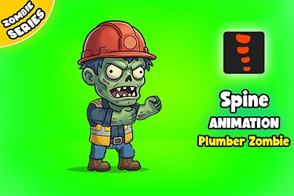 Plumber Zombie - 2D Animated Character (Spine)