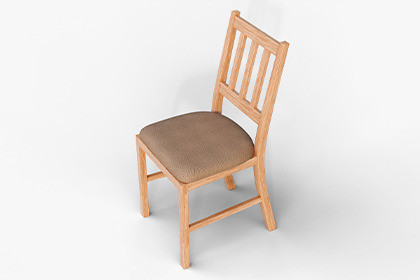 Cushioned Wooden Chair 3D Model | Low Poly PBR