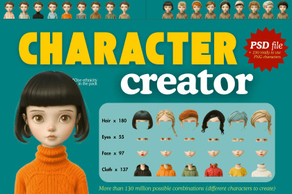 2D Character Creator (PSD) + 230 Pre-made 2D Characters