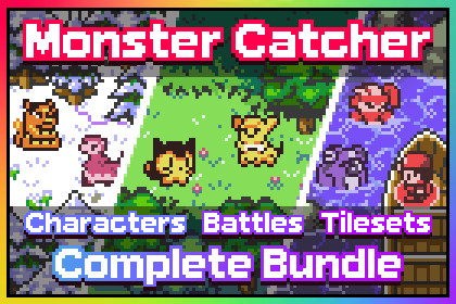 2D RPG tilesets monster catcher tamer - pixelart assets COMPLETE BUNDLE