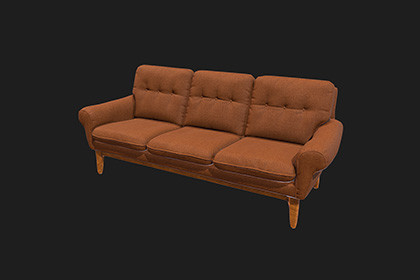 Vintage Fabric Sofa 3D Model Game-Ready