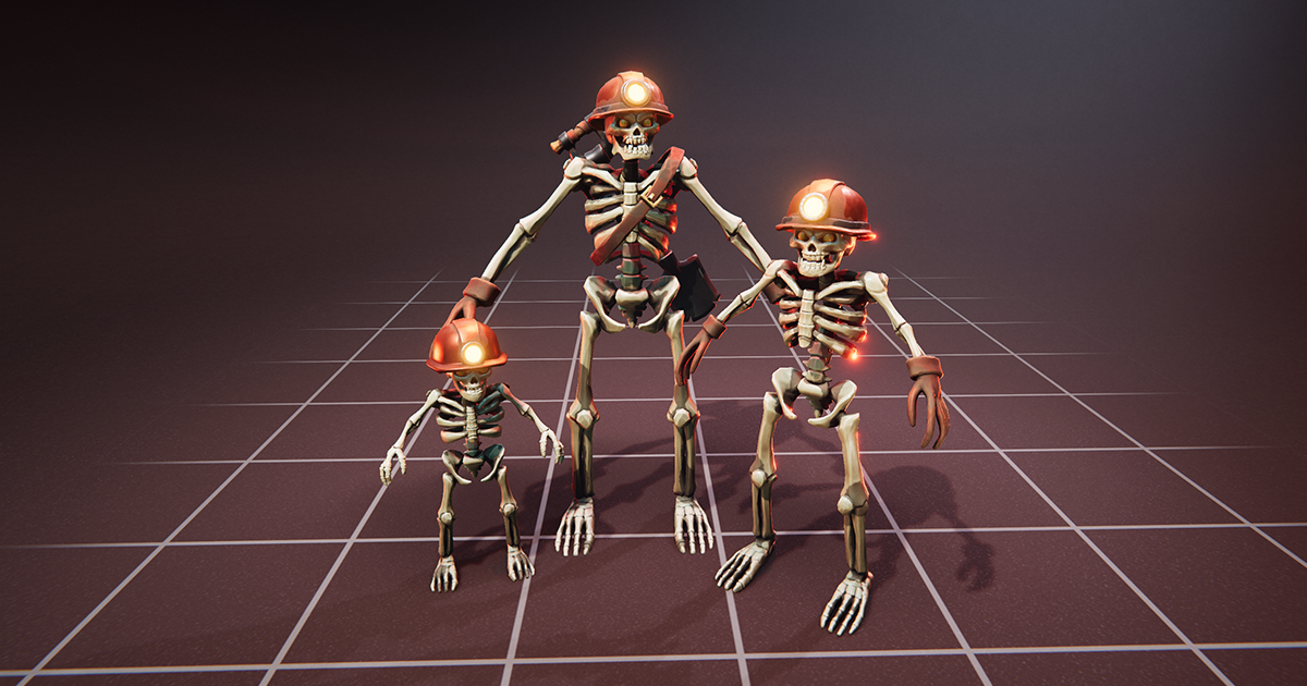 Miner Skeleton - 3 Characters + Animations | 3D Characters | Unity ...