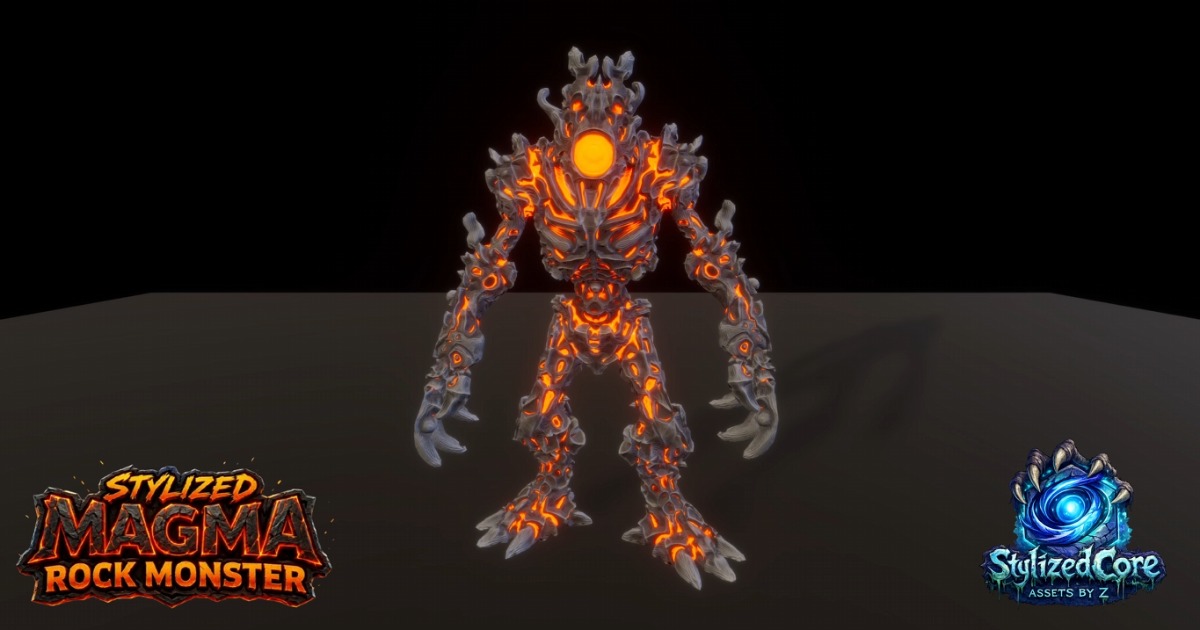 Stylized Magma Rock Monster Pack 1 – Reaper Variant (Animated, LOD ...