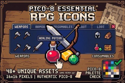 Essential PICO-8 RPG Icon Pack