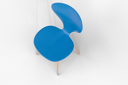 Modern Scandinavian Blue Dining Chair 3D Model with Wooden Legs for Unity