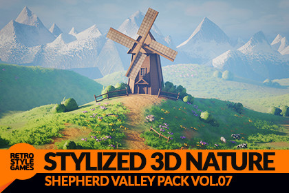 Stylized Low Poly Nature Pack – Windmill Rocks Grass HDRP