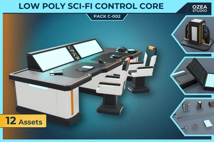 Low Poly Sci-Fi Control Room Core Pack C-002