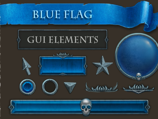 Blue Flag GUI Elements | 2D GUI | Unity Asset Store