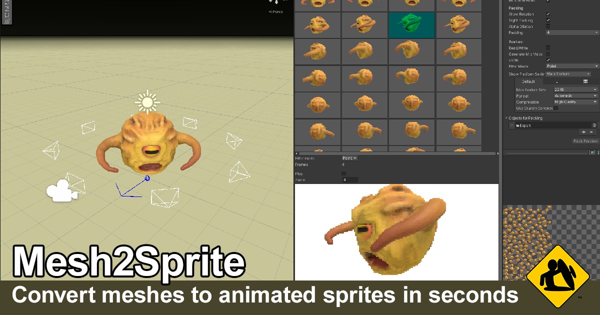 Sprite Mesh Example Mesh2Sprite | Animation Tools | Unity Asset Store