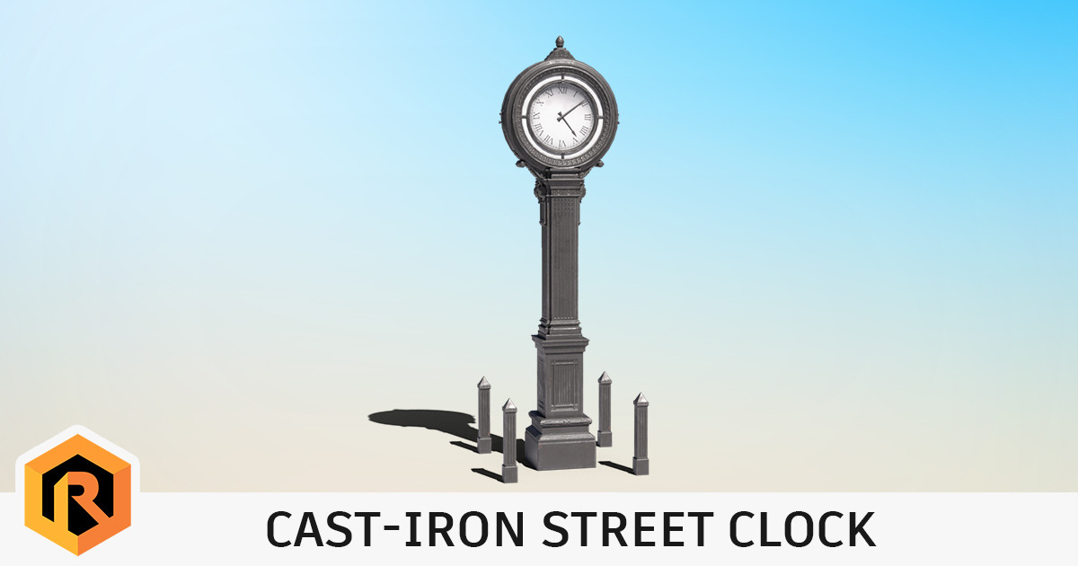 Cast-Iron Street Clock | 3D Props | Unity Asset Store