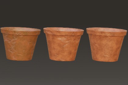 Clay pot - 3 different terracotta models PBR materials pack