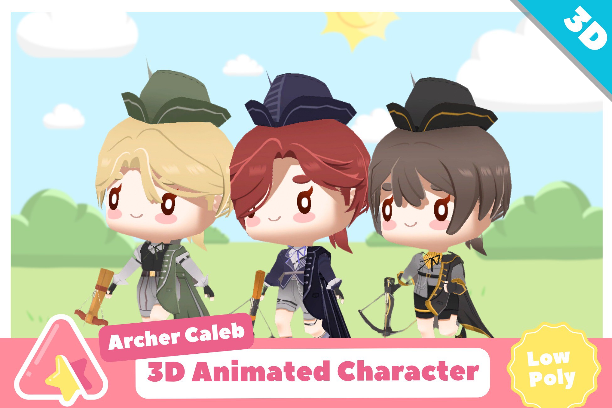 3D Chibi Archer Caleb | Characters | Unity Asset Store