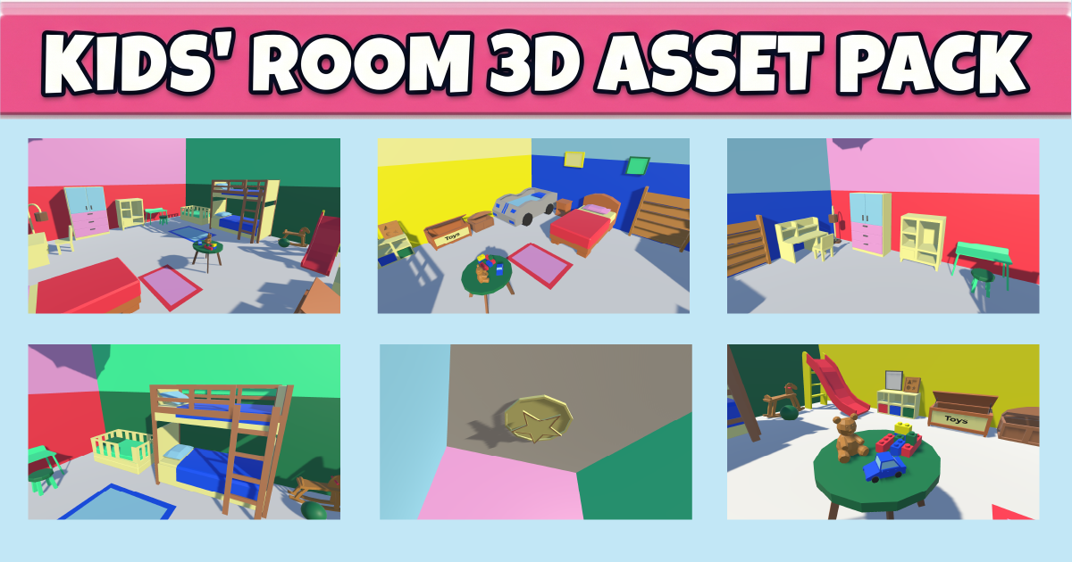 Stylized Low Poly kids Room