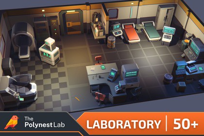 Low Poly Sci-Fi Laboratory / Cosmic Retro
