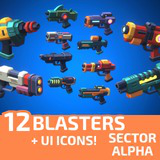 Sci-Fi Low Poly Energy Blasters - Sector Alpha | Cosmic Retro