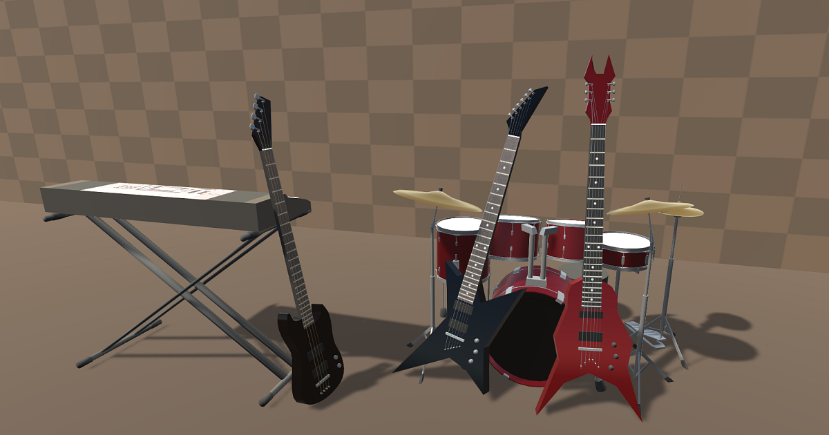 Lowpoly musical instruments 3D Props Unity Asset Store