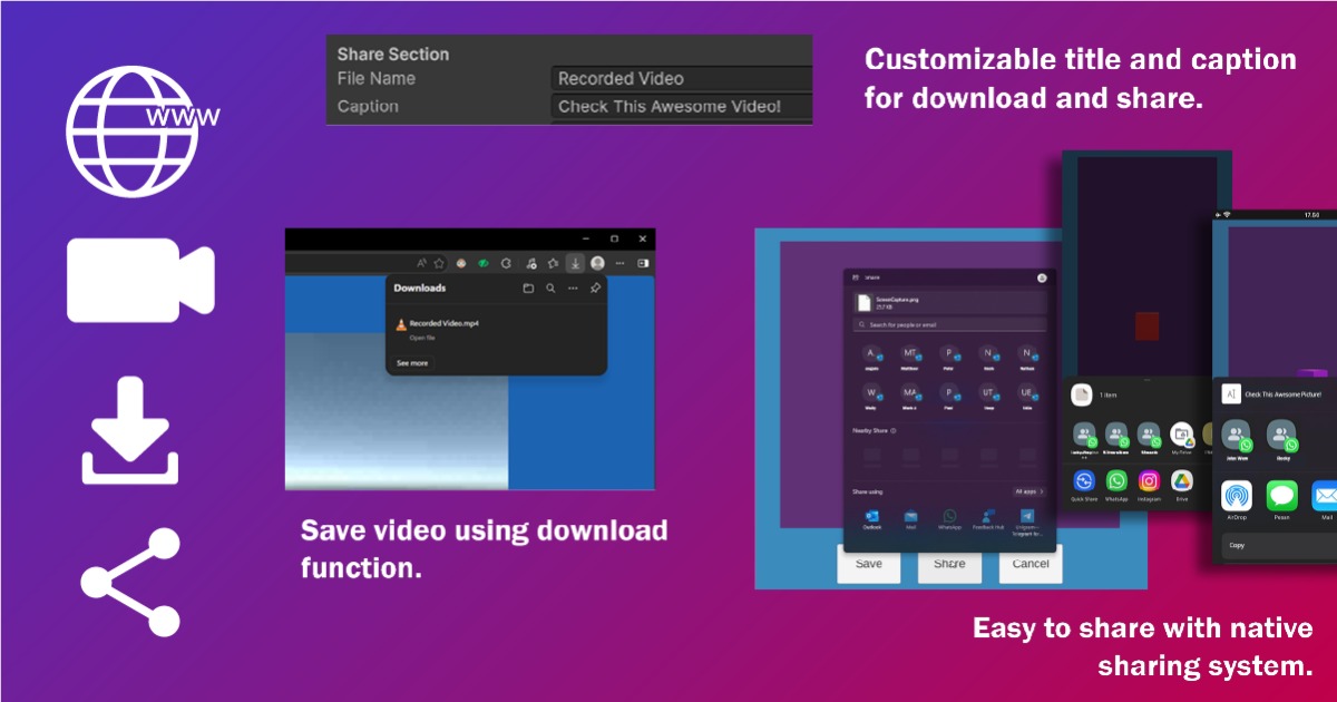 Native Web Screen Record, Save, and Share | Integration | Unity Asset Store