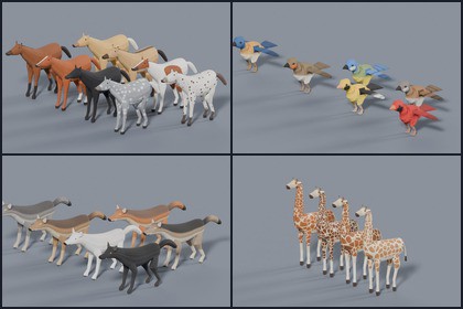 3D Wildlife Pack - 17 Low Poly Rigged & Animated Animals