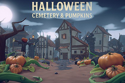Halloween Cemetery and pumpkins pack