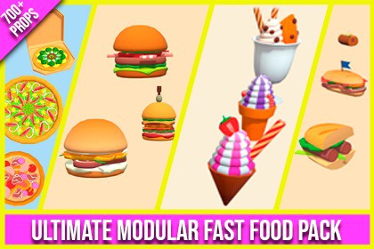 Low Poly Ultimate Modular Fast Food Pack (700+ Props)