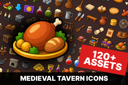 Medieval Tavern Food Cooking Resources Icons Pack RPG Simulation Strategy Games