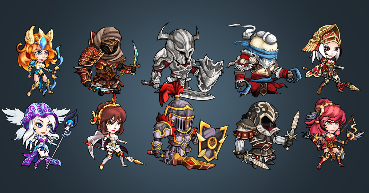 Hero Assets. Examples Animated 2d Characters - Heroes pack | 2D キャラクター | Unity Asset Store