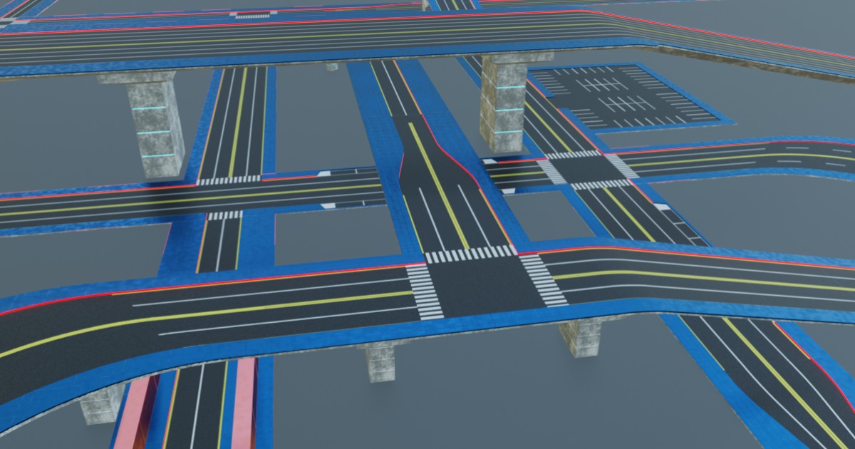 Modular Roads System - Low Poly Road - 84 Segments | 3D Roadways ...