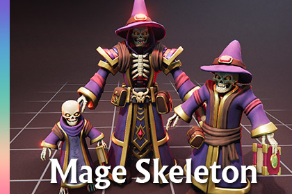Mage Skeleton - 3 Characters + Animations