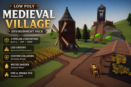 Low Poly Modular Medieval Village - Mini World Studio